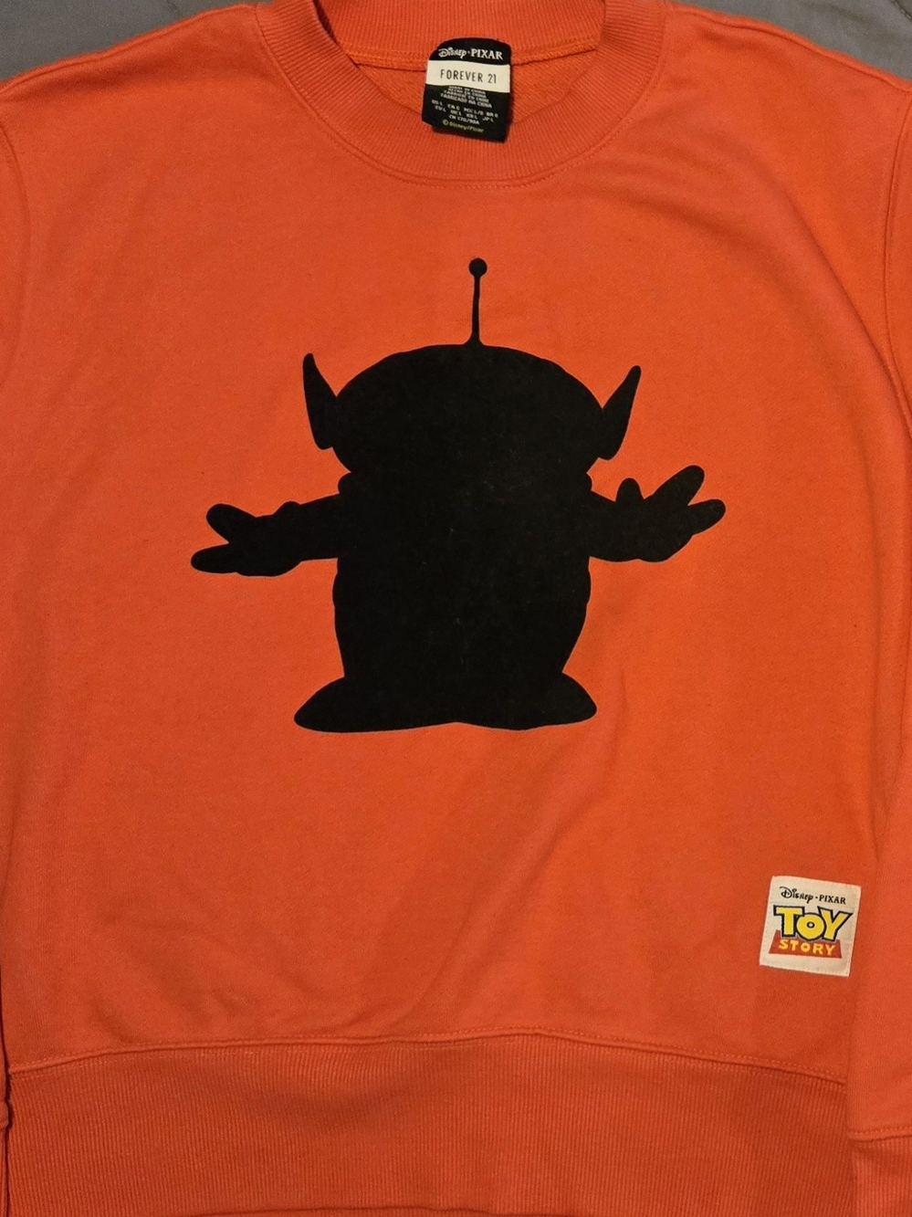Disney Pixar x Forever 21 Toy Story Alien Crewneck Sweatshirt Orange